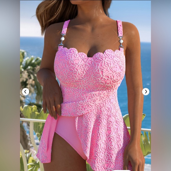 Floral Embellished Pink White One Piece Bathing Suit Size XXL NWOT - Picture 12 of 12